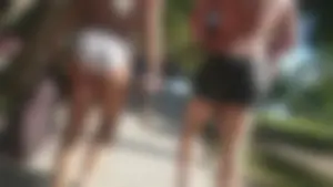 Girl with a nice ass in wet white bikini bottom
