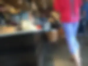 Starbucks milf sexy in light purple leggings with decent ass and mound