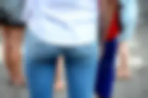 Hot blonde teen in tight jeans