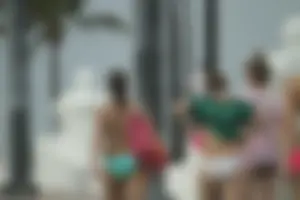 Saint Patrick's Day girls in bikinis at Deerfield Beach in Florida