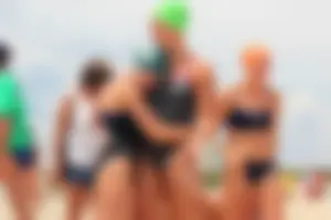 Lifeguard tournament girls on the beach