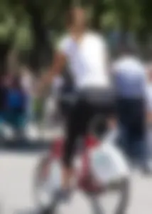 Sexy girl riding a bike in leggings with vtl