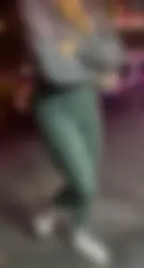 Tiny Asian leaving the gym in green leggings