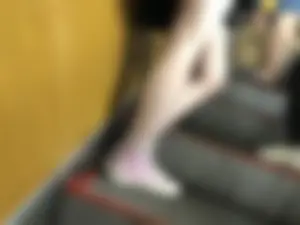 Thin Sexy Legs in a Skirt And Pink Sneakers - Candid Girl Escalator Subway Creepshots