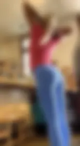 Thick blonde with thick ass in  blue yoga pants