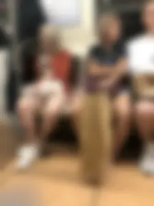 Blonde Candid Teen in Shorts With Tattooed Legs Subway Train and Escalator Creepshots Series