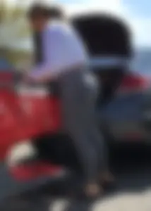 Sexy lady shopping at Target with a big ass in grey leggings