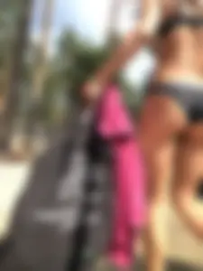 Hot Skinny Milf in Swimsuit Walking at a Beach