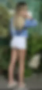 Blonde candid girl in a mini-skirt, awesome legs