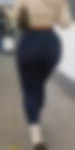 Breathtaking blonde German bimbo PAWG (BBL?) in navy leggings