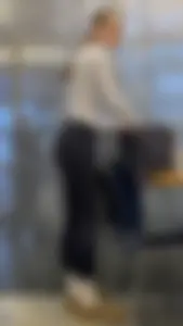 Skinny And Tight College Girl In Blue Leggings Bends Over For Me (Upshots)