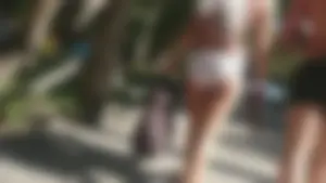 Girl with a nice ass in wet white bikini bottom
