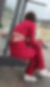 Hot minx in a slutty red outfit