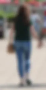Redhead booty walking in tight jeans