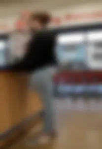 Pet store customer with amazing ass in jeans