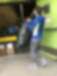 Fit woman donates