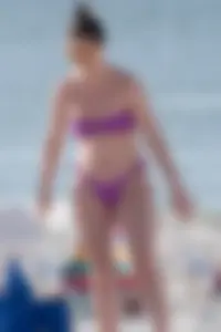 Pale chick in tiny purple thong