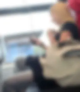 Hot busty blonde on train