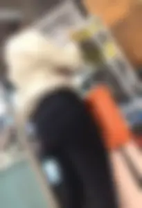 nerdy asian round ass at airport cafe