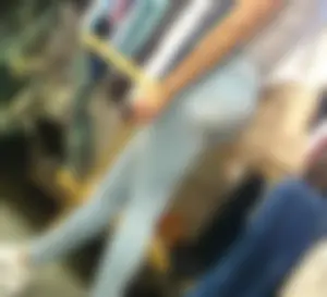 Girl shopping in light colored tight jeans with a nice ass