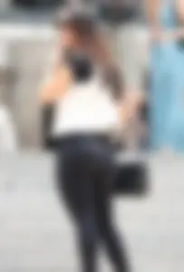 Girl With Gorgeous Ass and Legs in Leggings on the City Street Candid Photo - Slightly Visible Panty Line
