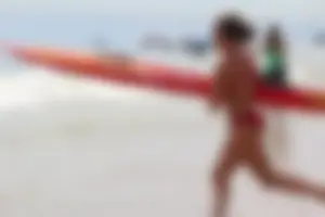 Lifeguard tournament girls on the beach