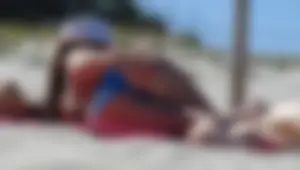 Hot Candid Girl at a Beach Stroking Her Booty Creepshot