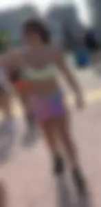 Festival Teens 7: Skinny blonde teen in blue bikini, perfect perky BOOBS on stunning brunette, perfect ass for worship in thin fishnets (my fav kind of ass)