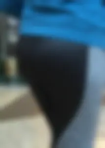 Blonde at the mall in leggings with a nice ass