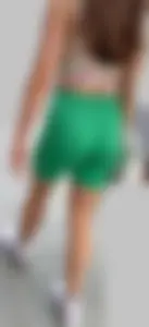 Perfect brunette with tight booty in green spandex shorts & VTL