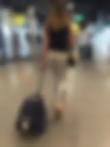 Girl in White Tights With Suitcase Airport Creepshots Gallery