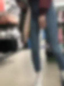 Cute Blonde Girl in Tight Blue Jeans Store Candid