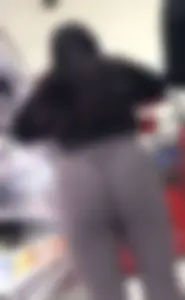 Round juicy Latina booty in gray yoga flare at target