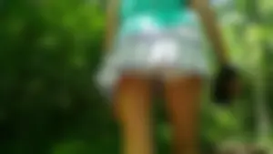 Latina girlfriend hiking in skorts with reverse camel toe