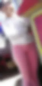 Girl in Cameltoe Sweatpants Talking on the Phone