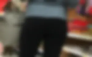 Blonde milf with a great ass shopping in leggings