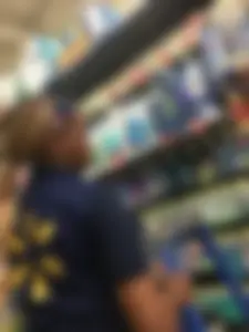 Ebony Walmart employee in tight jeans with a big booty