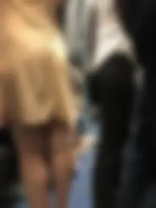 Cute Girl in a Dress with Skinny Legs in Sandals Subway Train Candid Photo