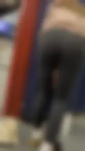 Skinny And Tight College Girl In Blue Leggings Bends Over For Me (Upshots)