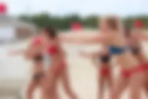 Lifeguard tournament girls on the beach