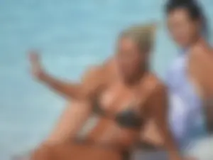 Classy blonde bikini milf lounging at the pool with her sister [088]