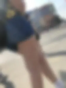 Muscular Legs And Butt in Denim Shorts - Street Creepshots Gallery on a Crosswalk