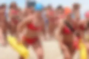 Lifeguard tournament girls on the beach