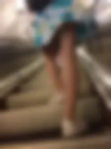 Cute Teen with Skinny Legs Subway Candid, Nice Dress