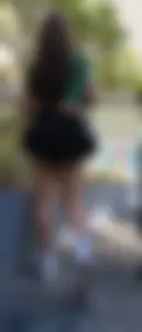 Petite woman in short miniskirt, pretty cheeks and beautiful face [oc]
