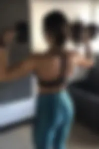 Fit non-candid girls in tight clothes working out and taking selfies