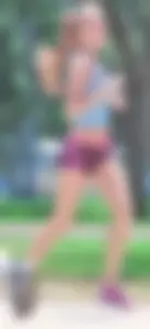 Couple of cute girls out running in little shorts