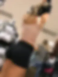 Hot candid butts in spandex mini shorts, creepshots gallery in a store