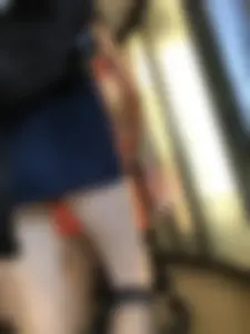 Girl with Hot Pale Legs in Stockings and a Blue Dress City Closeup Creepshot