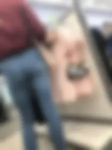 Cute Blonde Girl in Tight Blue Jeans Store Candid